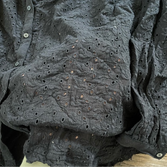 FREE PEOPLE Maddison eyelet button down in black - Picture 7 of 7